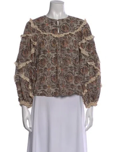 Pre-owned Ulla Johnson Printed Crew Neck Blouse In Neutral