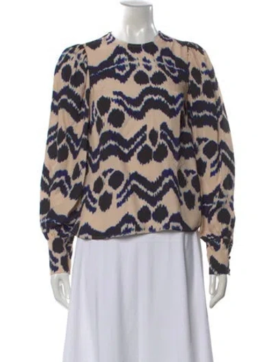 Pre-owned Ulla Johnson Printed Crew Neck Blouse In Neutral