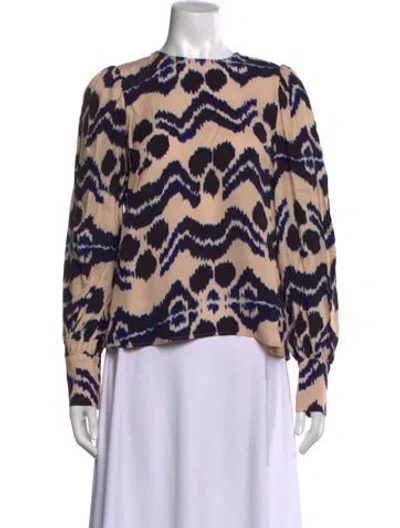 Pre-owned Ulla Johnson Printed Crew Neck Blouse In Neutral
