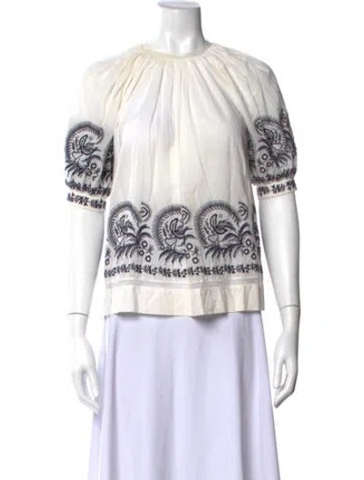 Pre-owned Ulla Johnson Printed Crew Neck Blouse In Neutral