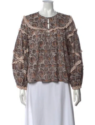 Pre-owned Ulla Johnson Printed Crew Neck Blouse In Neutral