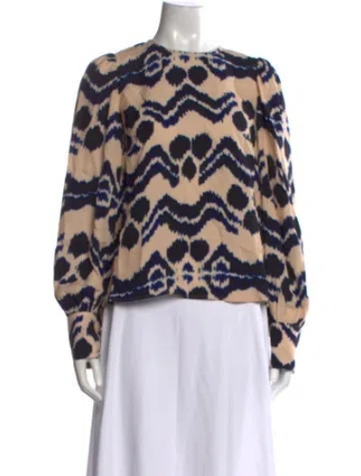 Pre-owned Ulla Johnson Printed Crew Neck Blouse In Neutrals