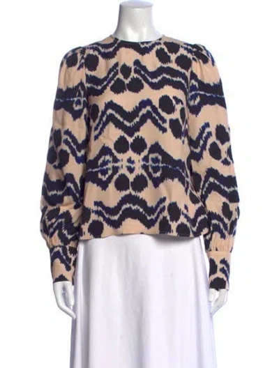 Pre-owned Ulla Johnson Printed Crew Neck Blouse In Neutrals