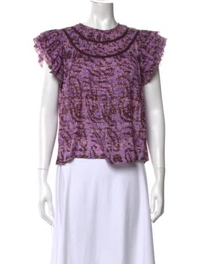 Pre-owned Ulla Johnson Printed Crew Neck Blouse In Purple