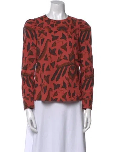 Pre-owned Ulla Johnson Printed Crew Neck Blouse In Red