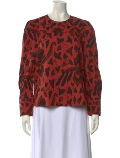 Pre-owned Ulla Johnson Printed Crew Neck Blouse In Red