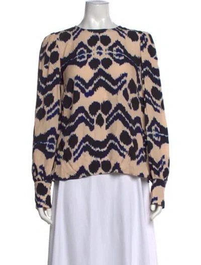 Pre-owned Ulla Johnson Printed Crew Neck Blouse W/ Tags In Neutral