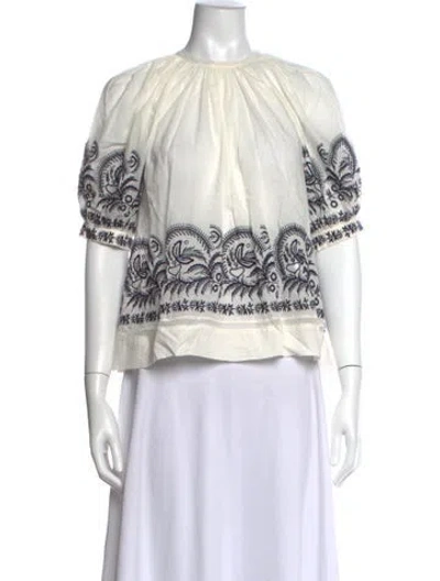 Pre-owned Ulla Johnson Printed Crew Neck Blouse W/ Tags In Neutrals