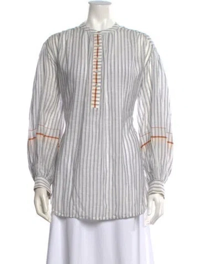 Pre-owned Ulla Johnson Printed Crew Neck Blouse In Yellow
