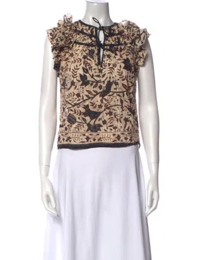 Pre-owned Ulla Johnson Printed Crew Neck Crop Top In Neutral