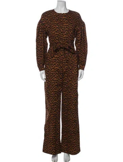 Pre-owned Ulla Johnson Printed Crew Neck Jumpsuit In Neutral