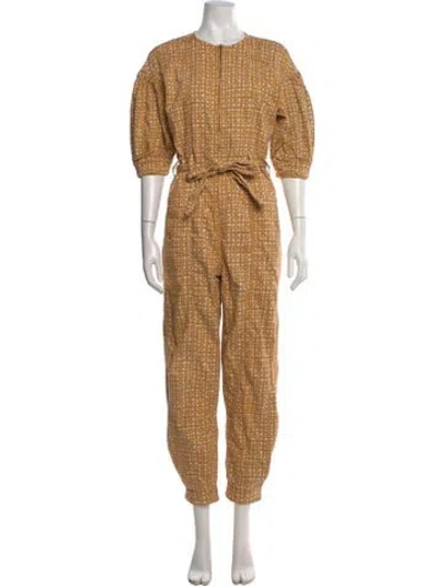 Pre-owned Ulla Johnson Printed Crew Neck Jumpsuit In Orange