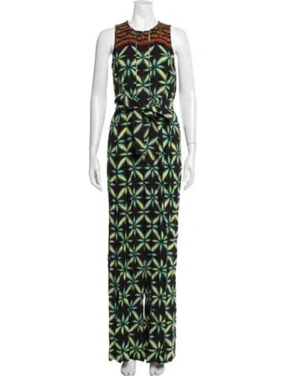 Pre-owned Ulla Johnson Printed Crew Neck Jumpsuit W/ Tags In Green