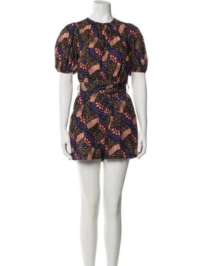Pre-owned Ulla Johnson Printed Crew Neck Romper In Multi