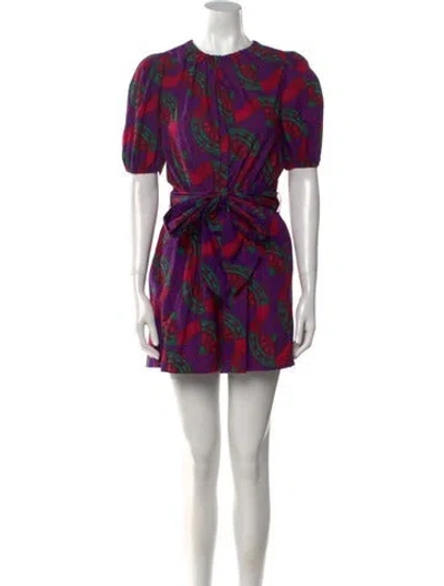 Pre-owned Ulla Johnson Printed Crew Neck Romper In Purple