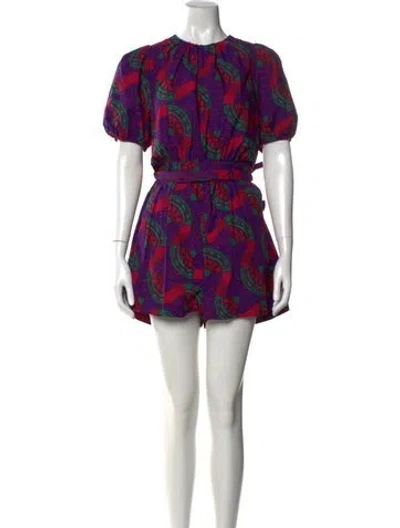 Pre-owned Ulla Johnson Printed Crew Neck Romper In Purple