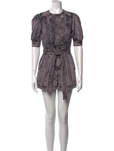 Pre-owned Ulla Johnson Printed Crew Neck Romper In Purple