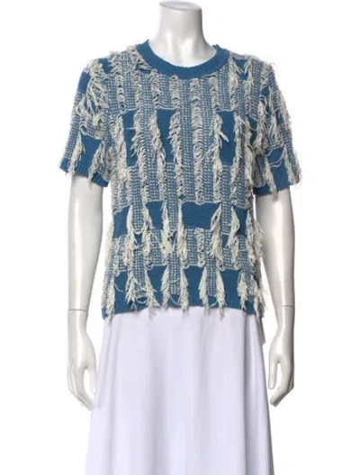 Pre-owned Ulla Johnson Printed Crew Neck Sweater In Blue