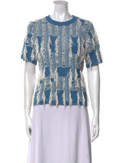 Pre-owned Ulla Johnson Printed Crew Neck Sweater In Blue