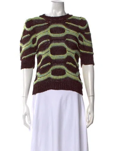 Pre-owned Ulla Johnson Printed Crew Neck Sweater In Brown