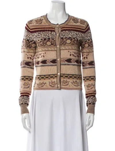 Pre-owned Ulla Johnson Printed Crew Neck Sweater In Neutral