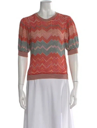 Pre-owned Ulla Johnson Printed Crew Neck Sweater In Orange
