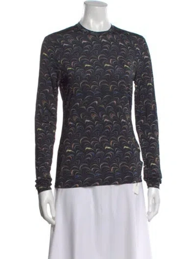Pre-owned Ulla Johnson Printed Crew Neck Sweater W/ Tags In Blue