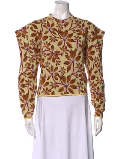 Pre-owned Ulla Johnson Printed Crew Neck Sweater In Yellow