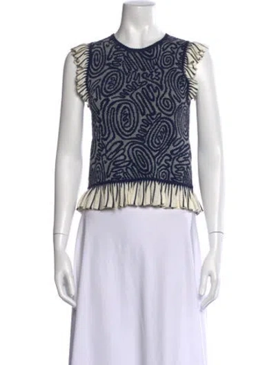 Pre-owned Ulla Johnson Printed Crew Neck Top