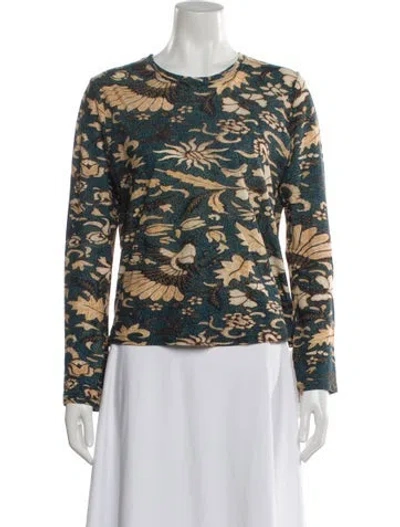 Pre-owned Ulla Johnson Printed Crew Neck Top In Blue