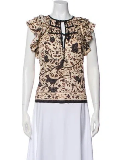 Pre-owned Ulla Johnson Printed Crew Neck Top In Neutral