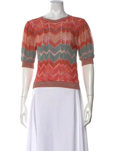 Pre-owned Ulla Johnson Printed Crew Neck Top In Orange
