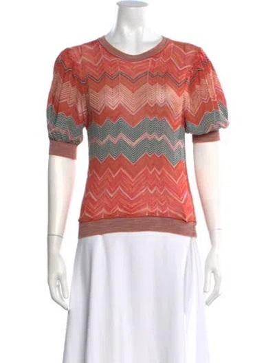 Pre-owned Ulla Johnson Printed Crew Neck Top In Orange