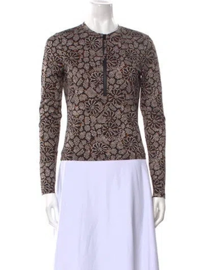 Pre-owned Ulla Johnson Printed Crew Neck Top W/ Tags In Black