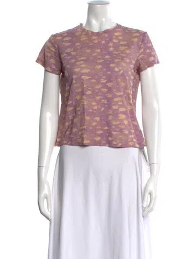 Pre-owned Ulla Johnson Printed Crew Neck T-shirt In Purple