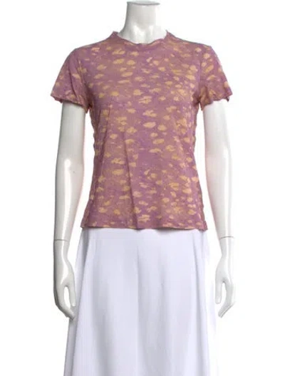 Pre-owned Ulla Johnson Printed Crew Neck T-shirt In Purple