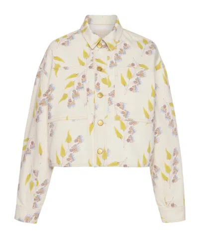 Ulla Johnson Printed Cropped Denim Jacket In Neutral