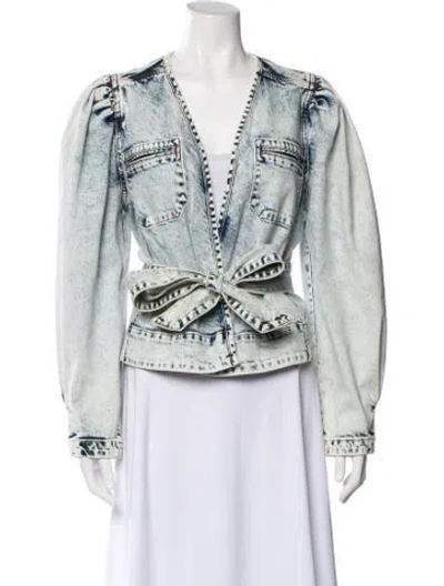 Pre-owned Ulla Johnson Printed Denim Jacket In Blue
