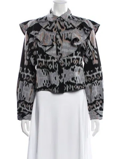 Pre-owned Ulla Johnson Printed Denim Jacket In Multi