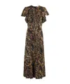 Ulla Johnson Blithe Flutter Ruffled Printed Crepe Midi Dress In Brown