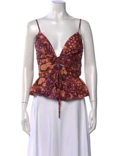 Pre-owned Ulla Johnson Printed Halterneck Blouse In Orange