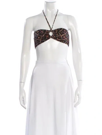 Pre-owned Ulla Johnson Printed Halterneck Crop Top In White