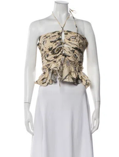 Pre-owned Ulla Johnson Printed Halterneck Top In Neutrals