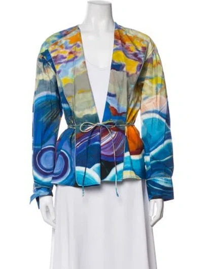 Pre-owned Ulla Johnson Printed Jacket In Blue