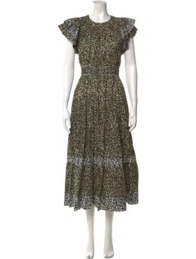 Pre-owned Ulla Johnson Printed Knee-length Dress In Green