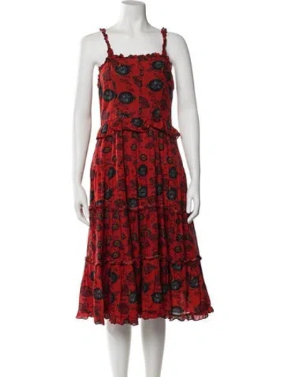 Pre-owned Ulla Johnson Printed Knee-length Dress In Red
