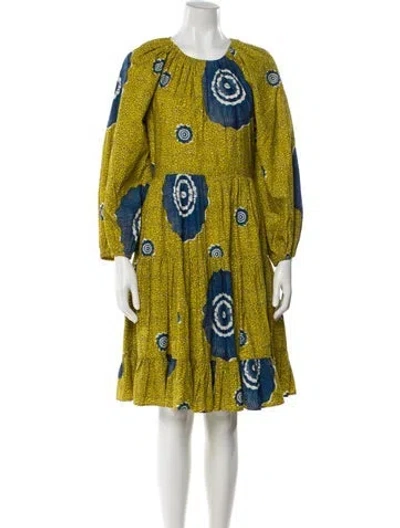 Pre-owned Ulla Johnson Printed Knee-length Dress In Yellow