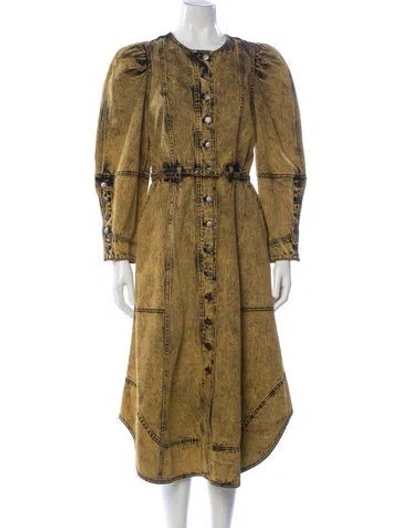 Pre-owned Ulla Johnson Printed Knee-length Dress In Yellow
