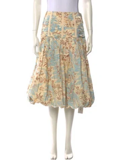 Pre-owned Ulla Johnson Printed Knee-length Skirt In Yellow
