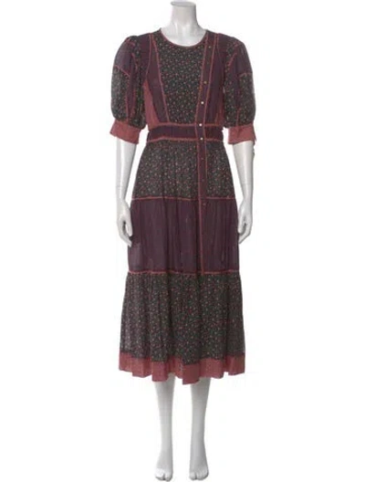 Pre-owned Ulla Johnson Printed Long Dress In Black